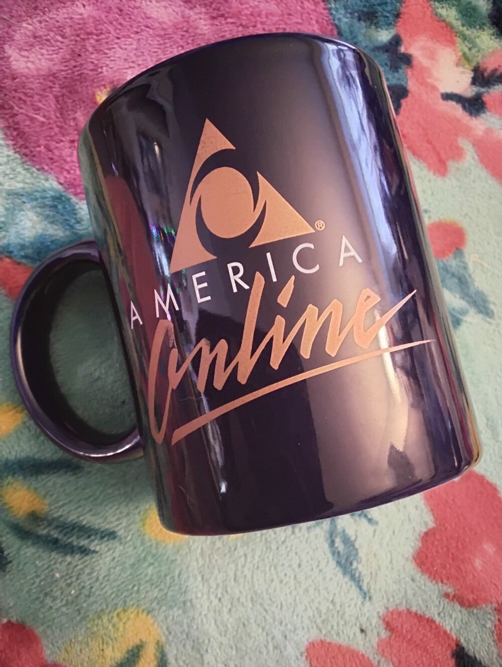 Vintage America Online AOL Coffee Mug Navy Excellent condition